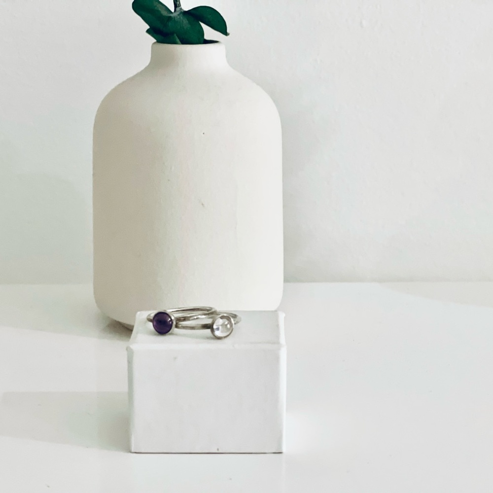 Pandora 925 Silver 2 NEW Stackable Rings with jewelry bag.